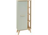 Midischrank SAPHIR "Quickset Badschrank 50,5 cm breit, 1 Tür, seitliche Ablagen", braun (riviera eiche, salbei nachbildung), B:50,5cm H:128cm T:33cm, Holzwerkstoff, Schränke, Midischrank, Badezimmer-Midischrank inkl. Türdämpfer, Griffe in Holz
