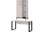 Büromöbel-Set GERMANIA "GW-Rovigo", beige (kaschmir, schwarz), B:229cm H:120cm T:60cm, Holzwerkstoff, Metall, Arbeitsmöbel-Sets, Büromöbel-Set, Schreibtisch mit Knieblende, Made in Germany