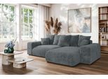 Ecksofa HOME AFFAIRE "LAKESIDE mit Bettfunktion und Bettkasten, B/T/H 257/166/84 cm", grau (dunkelgrau), B:256,5cm H:84cm T:166cm, 100% Polyester, Sofas, Ecksofa, L-Form, Recamiere beidseitig montierbar, mit Wellenunterfederung