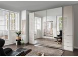 Dreh-/Schwebetürenschrank WIEMANN "Nizza", beige (champagner, dekor, glas champagner, kristallspiegel), B:298,3cm H:236cm T:67cm, Floatglas, Holzwerkstoff, Schränke, Dreh-/Schwebetürenschrank, mit Glasfront und Spiegel