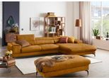 Ecksofa W.SCHILLIG "piedroo, Designsofa mit tollem Sitzkomfort, bequem und elegant, L-Form", gelb (brandy s37), B:343cm H:70cm T:193cm, Stoff S37 (100% Polyester): Luxus-Microfaser in Lederoptik, Sofas, Ecksofa, Kopfteilverstellung, wahlweise mit Sitztiefenverstellung, Breite 343cm