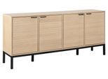 Sideboard ACTONA GROUP "Kensington", beige (natur), B:180cm H:80cm T:40cm, Sideboards, Sideboard, Anrichte, 4 Türen und 4 Böden weiss pigmentiert Eiche, 180x40x80cm