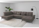 Wohnlandschaft SIT & MORE "Amica, U-Form, inkl. Sitztiefenverstellung und Armteilverstellung", schlamm, B:357cm H:90cm T:231cm, 100% Polyester, Sofas, Wohnlandschaft, wahlweise mit Kopfteilverstellung, Bettfunktion und Bettkasten