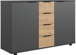 Kombikommode WIMEX "Gibraltar", grau (artisan, eiche, nachbildung, graphit), B:130cm H:83cm T:41cm, Holzwerkstoff, Sideboards, Kombikommode, in 2 Breiten