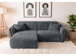 Ecksofa HOME AFFAIRE "MIRELDA L-Form mit Steppungen, Recamiere rechts/links, Breite 253 cm", dunkelgrau, B:253cm H:81cm T:157cm, 100% Polyester, Sofas, Ecksofa, elegant und bequem, enthält 2 Zierkissen, belastbar bis 480kg