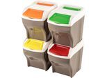 Mülltrennsystem BISCHOF BAMA "Abfallsammler-Set POKER 4 PLUS", grau (taupe), B:30cm H:37,5cm T:40cm, Polypropylen, Mülleimer, Mülltrennsystem, Made in Europe