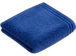 Badetuch VOSSEN "Calypso Feeling", blau (reflex blau), B:60cm L:110cm, Walkfrottee, Obermaterial: 100% Baumwolle, Handtücher, Badetuch, mit schmaler Bordüre, aus 100% hochwerter Baumwolle, Vegan, einfarbig