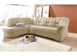 Ecksofa DOMO COLLECTION "Papenburg, zeitlose Rückensteppung, elegante Armlehne, L-Form", beige (natur), B:241cm H:84cm T:178cm, Kunstleder SOFTLUX;Luxus-Microfaser (100% Polyester);Struktur ( 90% Polyester, 10% Polyacryl);Microfaser PRIMABELLE (100% Polyester), Sofas, Ecksofa, mit Ottomane, wahlweise mit Bettfunktion