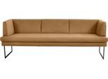 Polsterbank K+W KOMFORT & WOHNEN "Cube", gelb (curcuma 71), B:229cm H:82cm T:67cm, Sitzbänke, Polsterbank, Hammerkissenoptik, 2 Breiten, Metallkufe schwarz