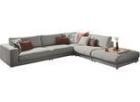 Ecksofa 3C CANDY "Enisa II, bequem und komfortabel, großes Familiensofa, L-Form", silber, B:365cm H:86cm T:322cm, 100% Polyester, Sofas, Ecksofa, incl. 3 Flatterkissen, wahlweise mit Flecken-Schutz-Bezug Easy care
