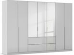 Drehtürenschrank OTTO HOME "Kleiderschrank Kleiderschränke Schrank Garderobe AGORDO mit Glasfront", grau (seidengrau, glas seidengrau), B:315cm H:210cm T:54cm, Holzwerkstoff, Schränke, Drehtürenschrank, mit Außenschubkästen, in 7 Breiten und 2 Höhen MADE IN GERMANY