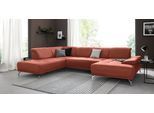 Wohnlandschaft HOME AFFAIRE "Caluna", orange (terra), B:334cm H:81cm T:235cm, Flachgewebe Mura: (100% Polyester);Luxus-Microfaser Vintageoptik (100% Polyester);Luxus-Mikrofaser (90% Polyester, 10% Polyamid), Sofas, Wohnlandschaft, Inkl.Sitztiefenverstellung, wahlweise mit Kopf- und Armteilverstellung