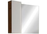 Spiegelschrank WELLTIME "Hamburg", braun (eiche cadiz nb, weiß hochglanz lack), B:110cm H:75cm T:18cm, FSC-zertifizierter Holzwerkstoff, Schränke, Spiegelschrank, Badspiegelschrank mit 1 Tür, inkl. Beleuchtung LED, Breite 110