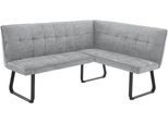 Eckbank BYLIVING "Talea Küchenbank", grau (hellgrau), B:168cm H:93,5cm T:128cm, Metall, Polyester, Sitzbänke, Eckbank, Komortable Nosaqfederung und gemütlicher Stoffbezug mit Farbauswahl