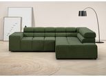 Ecksofa HOME AFFAIRE "Ancona, incl. Kopfteilverstellung + 3 Zierkissen, L-Form, Breite 249cm", grün (oliv), B:249cm H:70cm T:215cm, 95% Polyester, 5% Nylon, Sofas, Ecksofa, wahlweise motorische Sitztiefenverstellung, B/T(H: 249/215/70 cm