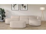Ecksofa OTTO HOME "EIVIND Designer Sofa mit Ottomane rechts/links, B/T/H: 343/159/72 cm", beige (hellbeige), B:343cm H:72cm T:159cm, 100% Polyester, Sofas, Ecksofa, L-Form mit Wellenunterfederung, auch in Feincord und Bouclé
