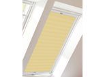 Dachfensterplissee SUNLINES "StartUp Style Crepe", gelb (gelb, weiß), B:61,3cm H:99,5cm, Obermaterial: 100% Polyester, Plissees, Dachfensterplissee, mit Führungsschienen