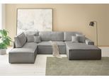 Wohnlandschaft OTTO HOME "FINNLEY U-Form XXL 329 cm - OTTO. Verlässliche Qualität.", grau, B:329cm H:85cm T:195cm, Bezugstoff aus 90% recyceltem Material ;Aqua Clean ;Gramatur 580g/ qm +/- 5%, Sofas, Wohnlandschaft, Schlafsofa, Bettkasten, in Bouclé, Struktur fein und Mega Cord