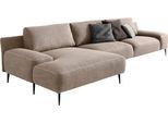 Ecksofa DESIGNWERK "Forma L-Form, zeitloses Designsofa mit aktuellem Fuß", beige (liver), B:344cm T:162cm, 100% Polyester;Struktur 98% Polyester, 2% Acryl, Sofas, Ecksofa, in hochwertiger Verarbeitung & tollem Sitzkomfort