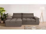 Ecksofa HOME AFFAIRE "ALVERIE mit Recamiere, moderne Steppung, Maße: B/T/H 274/203/106 cm", braun, B:274cm H:106cm T:203cm, 100% Polyester, Sofas, Ecksofa, L-Form mit Wellenunterfederung, mit 4 Rückenkissen, pflegeleicht Stoff