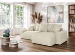 Ecksofa HOME AFFAIRE "LAKESIDE klein mit Bettfunktion und Bettkasten, B/T/H 235/142/84 cm", beige, B:235cm H:84cm T:142cm, 100% Polyester, Sofas, Ecksofa, L-Form, Recamiere beidseitig montierbar, mit Wellenunterfederung