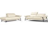 Sofa EGOITALIANO "Anais, Design mit hohem Sitzkomfort, Fußfarbe schattengrau", beige (cremeweiß), Sofas, Leder BULL, Ottomane Armlehne rechts, Sofa, Set, Kopfteil verstellbar, Leder BULL, cremeweiß