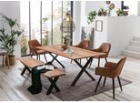 Esstisch HOME AFFAIRE "Soho", beige (natur, schwarz, natur), B:180cm H:77cm T:90cm, Tische, Esstisch, mit echter Baumkante