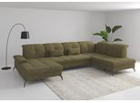 Wohnlandschaft SIT & MORE "Amica, U-Form, inkl. Sitztiefenverstellung und Armteilverstellung", grün (olive), B:357cm H:90cm T:231cm, 100% Polyester, Sofas, Wohnlandschaft, wahlweise mit Kopfteilverstellung, Bettfunktion und Bettkasten