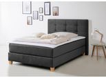 Boxspringbett HOME AFFAIRE "Moulay", grau (anthrazit), B:134cm L:211cm, Komplettbetten, Boxspringbett, inkl. Topper, in 3 Härtegraden, TFK auch in Härtegrad 4
