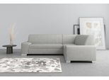 Ecksofa DOMO COLLECTION "Anzio in kubischer Formensprache, flache Armlehnen, L-Form", grau (hellgrau), B:259cm H:85cm T:191cm, Sofas, Ecksofa, Wahlweise mit Bettfunktion und Federkern für hohen Sitzkomfort