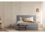 Polsterbett HOME AFFAIRE "Merrit", grau (hellgrau), B:173cm H:124cm L:234cm, Struktur (70% recyceltes Polyester, 30% Polyester), Betten, Polsterbett, Quernaht im Kopf- und Fußteil, in 5 Breiten, auch in 220 cm Länge
