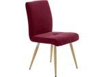 4-Fußstuhl K+W KOMFORT & WOHNEN "6411", rot (bordo 15, asteiche natur), B:48cm H:90cm T:62cm, Stühle, 4-Fußstuhl, mit Sitzsteppung, Edelstahlgriff am Rücken, Massivholzbeine
