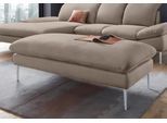 Hocker W.SCHILLIG "enjoy&MORE", braun (stone z59), B:151cm H:45cm T:71cm, Chenille-Flachgewebe R66 (85% Polyester, 15% Nylon);Longlife Xtra-Leder Z59: Glattleder mit modischer Prägung. Hautstärke 0, 9 - 1, 1 mm;Stoff S37 (100% Polyester), Hocker, Hocker, Füße silber matt, Breite 151 cm