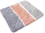 Badematte HOMIE LIVING "Rio Marina", braun (braun, grau), H:30mm, Polyester, Badematten, Badematte, flauschiger Badteppich, modern gestreift, waschbar, Badezimmerteppich