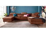Wohnlandschaft EXXPO - SOFA FASHION "Maretto, bequem und komfortabel, viel Platz, Breite 330cm, U-Form", braun (cognac), B:330cm H:96cm T:230cm, Luxus-Microfaser Vintageoptik (100% Polyester);Webstoff, Sofas, Wohnlandschaft, inkl. Kopfteilverstellung für mehr Sitzkomfort, wahlweise Bettfunktion