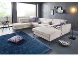 Wohnlandschaft SIT & MORE "Percy U-Form", beige (linen), B:343cm H:80cm T:235cm, Sofas, Wohnlandschaft, 15 cm Fußhöhe, Sitztiefenverstellung, wahlweise in 2 Fußfarben