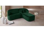 Ecksofa "Dilara L-Form", grün (dunkelgrün), B:200cm H:87cm T:165cm, Struktur fein 100% Polyester);Samtoptik (100% Polyester);Bouclé (100% Polyester), LEGER HOME BY LENA GERCKE, Sofas, Ecksofa, gerundete Rückenlehne und Front, in 3 Bezugsqualitäten