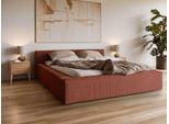 Polsterbett HOME AFFAIRE "LAUREDA Bettgestell mit Lattenrost, in 4 Breiten- 140, 160, 180, 200cm", braun (ziegelrot), B:244cm H:74cm L:244cm, 83% Polyester, 17% Nylon, Betten, Polsterbett, mit Kopfteil und Bettkasten, ohne Matratze