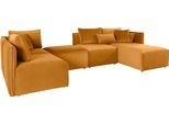 Wohnlandschaft OTTO HOME "Nöre U-Form", gold (goldfarben), B:340cm H:74cm T:172cm, Struktur fein (100% Polyester);Struktur (100% Polypropylene);Webstoff (100% Polyester);Samtoptik (100% Polyester);Luxus-Microfaser Lederoptik (100% Polyester);Baumwoll-/Leinenmix (60% Baumwolle/40% Leinen), Sofas, Wohnlandschaft, 5 Teile, in vielen Bezugsqualitäten und Farben s. auch "Nöre"