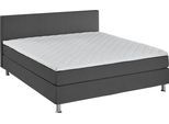 Boxbett "Edison", grau, B:180cm L:209cm, Bezug Bett: Strukturstoff (65% Polypropylen, 35% Polyester), ATLANTIC HOME COLLECTION, Komplettbetten, Boxbett, inkl. Bonnellfederkern-Matratze und Topper