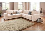Ecksofa SIT & MORE "Santorini L-Form", beige (creme), B:276cm H:82cm T:271cm, Struktur (100% Polyester);Struktur fein (95% Polyester, 5% Polyamid), Sofas, Ecksofa, mit Federkern und Sitztiefenverstellung, wahlweise mit Bettfunktion