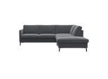Ecksofa FLEXLUX "Fiore, L-Form", grau (soft grau), B:234cm H:85cm T:225cm, 100% Polyester, Sofas, Ecksofa, schmale Armlehnen, Füße Alu/schwarz, B/T 234/225cm, Kaltschaum im Sitz