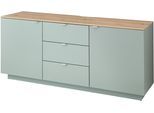 TV-Schrank INNOSTYLE "Core, TV-Sideboard Stellmaß B/H/T 180x77x44 cm", grün (schilfgrün), B:180cm H:77cm T:44cm, FSC-zertifizierter Holzwerkstoff, Schränke, TV-Schrank, TV-Sideboard mit 2 Holztüren und 3 Schubkästen