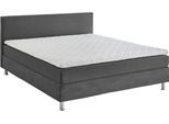 Boxbett "Edison", grau (dunkelgrau), B:180cm L:209cm, Bezug Bett: Cord (65% Polypropylen, 35% Polyester), ATLANTIC HOME COLLECTION, Komplettbetten, Boxbett, inkl. Bonnellfederkern-Matratze und Topper