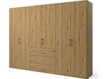 Drehtürenschrank "Henderson", braun (eiche artisan), B:301cm H:223cm T:60cm, Holzwerkstoff, SET ONE BY MUSTERRING, Schränke, Drehtürenschrank, mit 3 Schubladen, inkl. Fachböden und Kleiderstangen