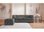 Chesterfield-Sofa HOME AFFAIRE "Kalina", grau (dunkelgrau), B:190cm H:67cm T:98cm, Sofas, Chesterfield-Sofa, mit klassischer Chesterfield-Knopfheftung