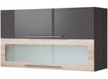 Klapphängeschrank KOCHSTATION "KS-Wien", grau (grau hochglanz), B:100cm H:57cm T:34cm, Holzwerkstoff, MDF, Schränke, Klapphängeschrank, Breite 100 cm