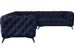 Chesterfield-Sofa HOME AFFAIRE "Ecksofa GLYNIS L-Form mit Wellenunterfederung, Maße B/T/H 323/264/75cm", blau (deep ocean), B:323cm H:75cm T:264cm, Struktur (100% Polyester);Samtoptik (100% Polyester), Sofas, Chesterfield-Sofa, aufwändige Knopfheftung, moderne Chesterfield Optik, Fußfarbe wählbar
