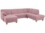 Wohnlandschaft HOME AFFAIRE "Belfort U-Form", rosa (altrosa), B:314cm H:88cm T:91cm, Luxus-Microfaser Vintageoptik(100% Polyester);Struktur fein ( 100% Polyester);Luxus-Microfaser ALTARA NUBUCK (100% Polyester), Sofas, Wohnlandschaft, mit Federkern, wahlweise mit Bettfunktion und Stauraum