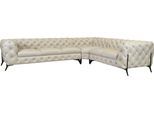 Chesterfield-Sofa HOME AFFAIRE "Amaury L-Form", beige, B:323cm H:75cm T:264cm, Struktur (100% Polyester);Samtoptik (100% Polyester), Sofas, Chesterfield-Sofa, großes Ecksofa, Chesterfield-Optik, Breite 323 cm, Fußfarbe wählbar